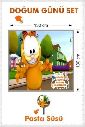 Garfield 130x130 cm Doğum Günü Afiş ve Pasta Süsü 53411