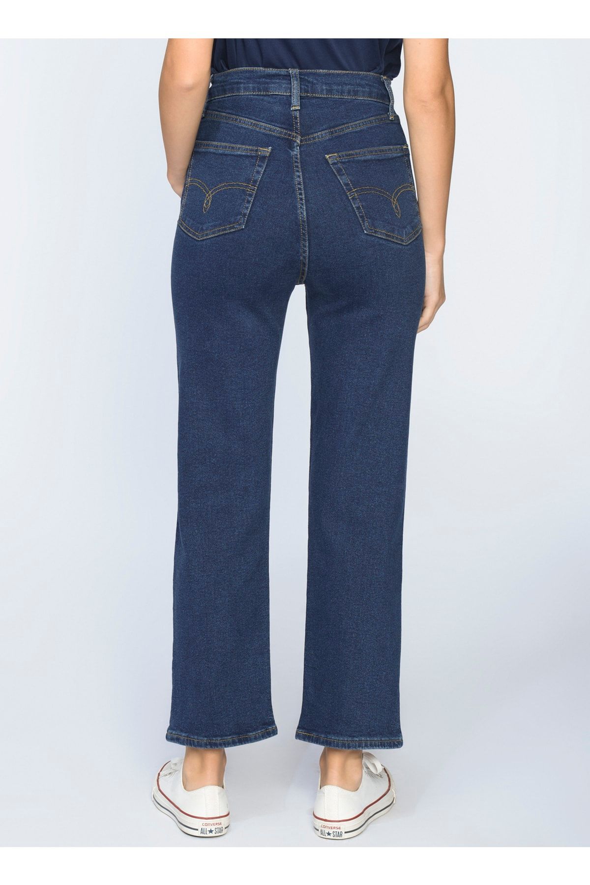 LİMON COMPANY-Lemon High Waist Regular Fit Dunkel Indigo Damen Jeanshose Mersey 4