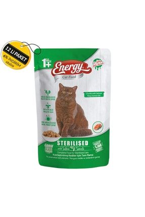 Cat Food Energy Somonlu Kısırlaştırılmış Islak Kedi Maması 85 G Özel Koli 12 Adet PFE 50