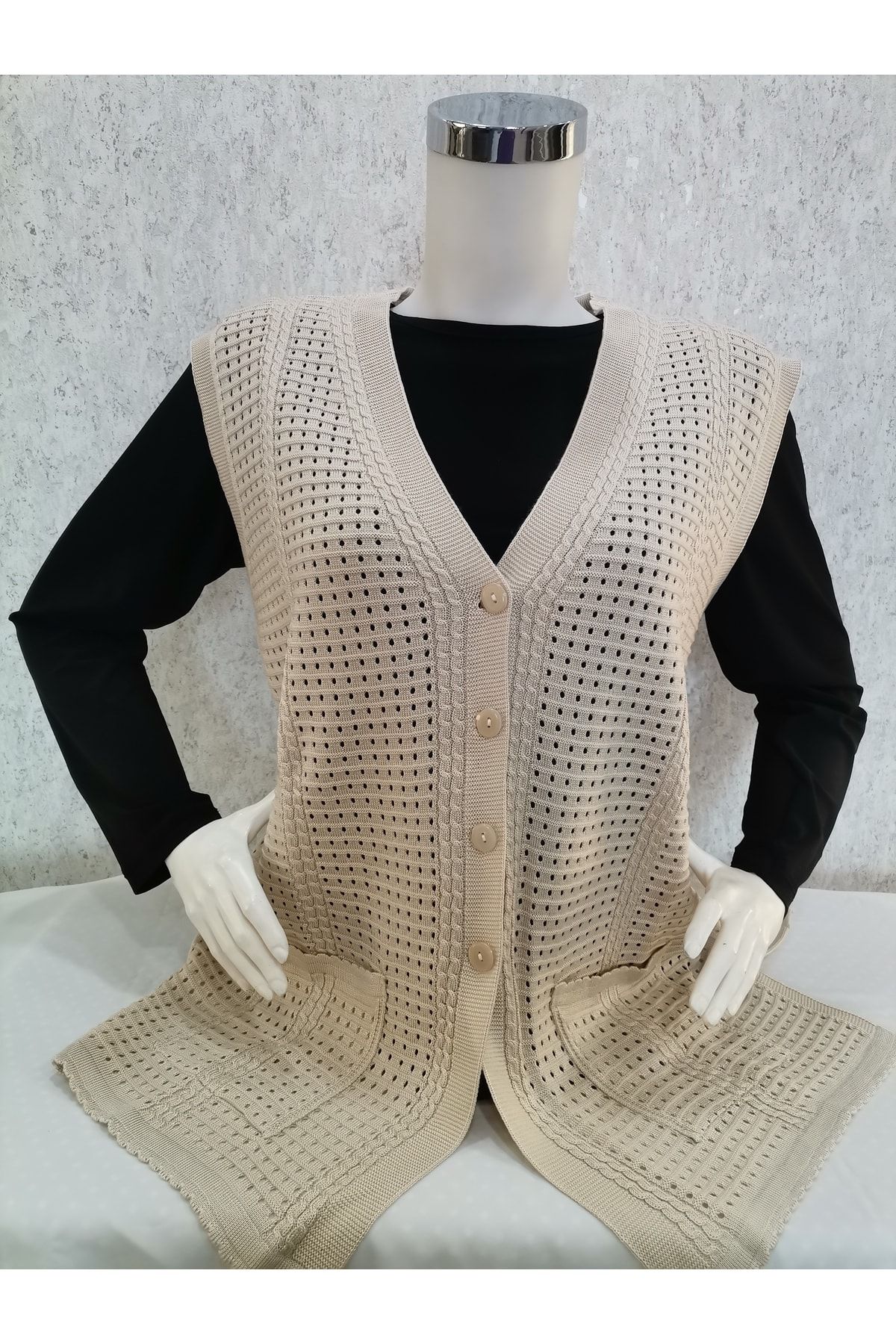 Fresh&Moda-Vestă crem mercerizată pentru femei 2