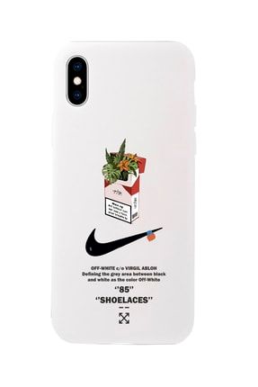Iphone X Beyaz Lansman Nike Smoke Tasarımlı Içi Süet Kaplı Kılıf IPX-LNS86