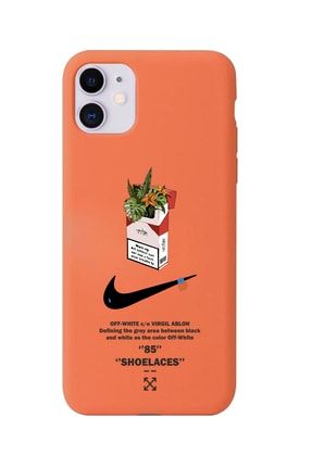 Iphone 11 Turuncu Lansman Nike Smoke Tasarımlı Içi Süet Kaplı Kılıf IP11-LNS86