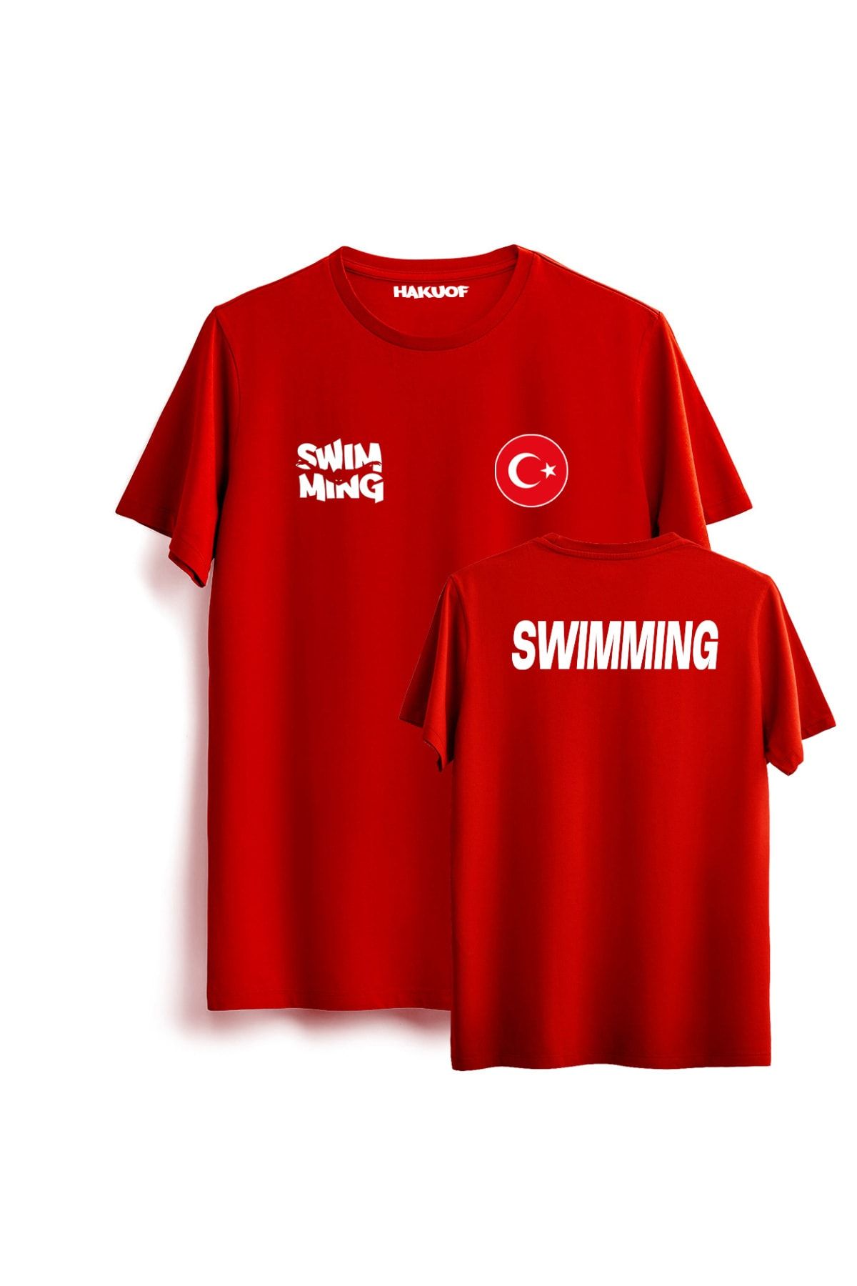 hakuof Μπλουζάκι Unisex Τουρκίας Με Μοτίβο Κολύμβησης Με Αυθεντική Βαμβακερή Σημαία für Adult Unisex - L