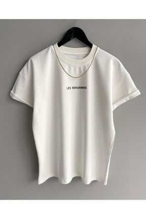 Kids Beyaz Les B. Baskılı Oversize T-shirt LBJCCK3443