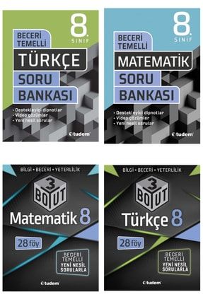 Lgs 8. Sınıf Türkçe Ve Matematik 3 Boyut Konu Anlatımlı Föy + Matematik Ve Türkçe Soru Bankası Seti ELİFSET11