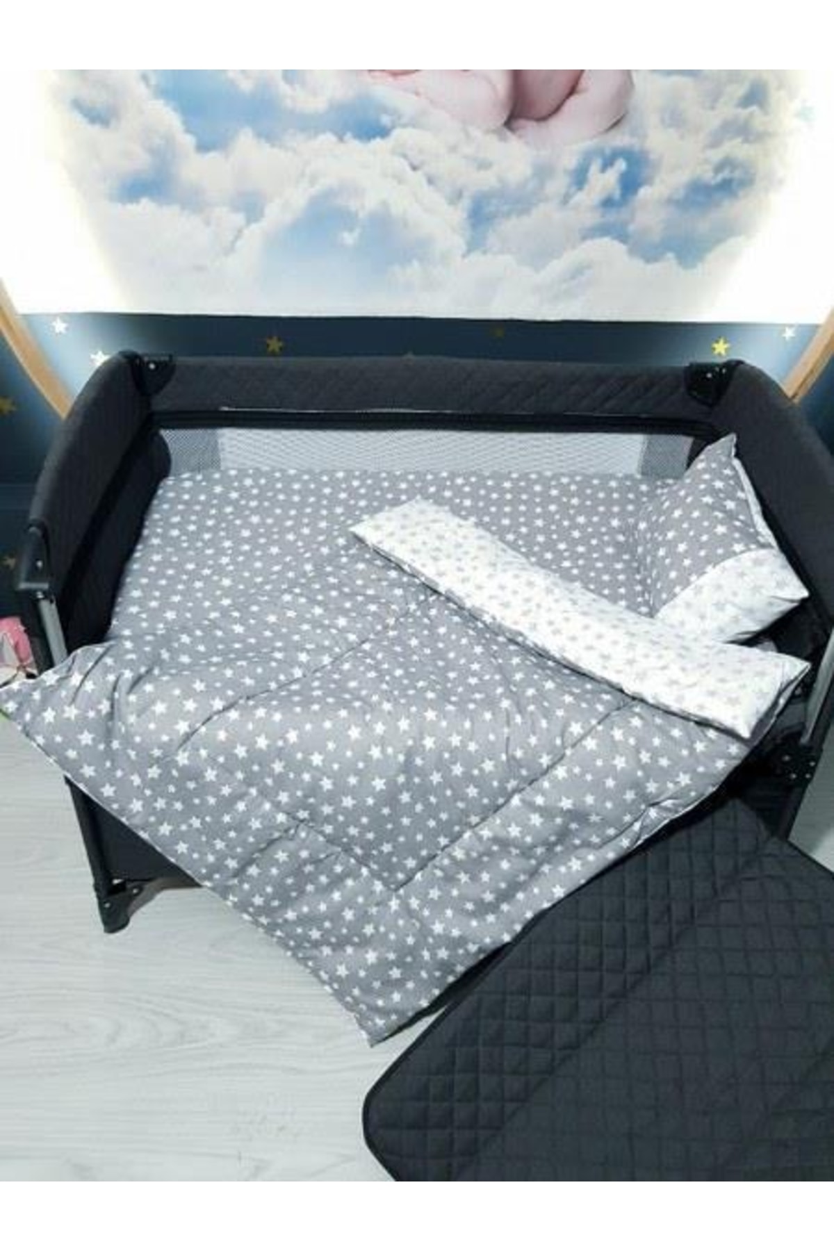 bebek_iklimi 70x120 Bebek Uyku Seti Yıldız Desen Park Beşiklere Uyumlu 10 Parça (beşik Hariçtir) fotoğrafı 3 (önizleme)