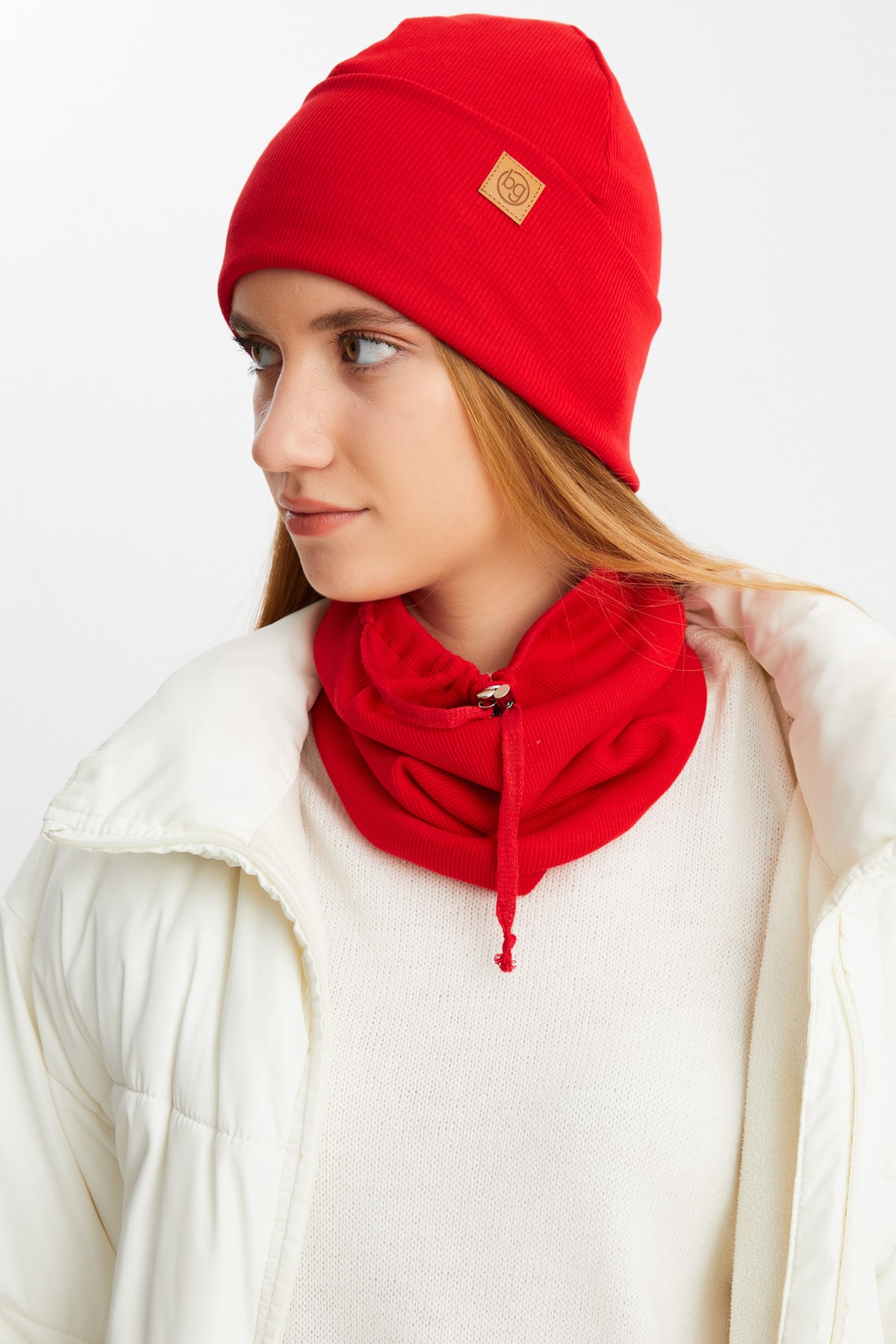 Butikgiz 3'ü Bir Arada Balıkçı Style Bere +ipli Bere + Boyunluk Hafif, %100 Pamuklu Kışlık Set