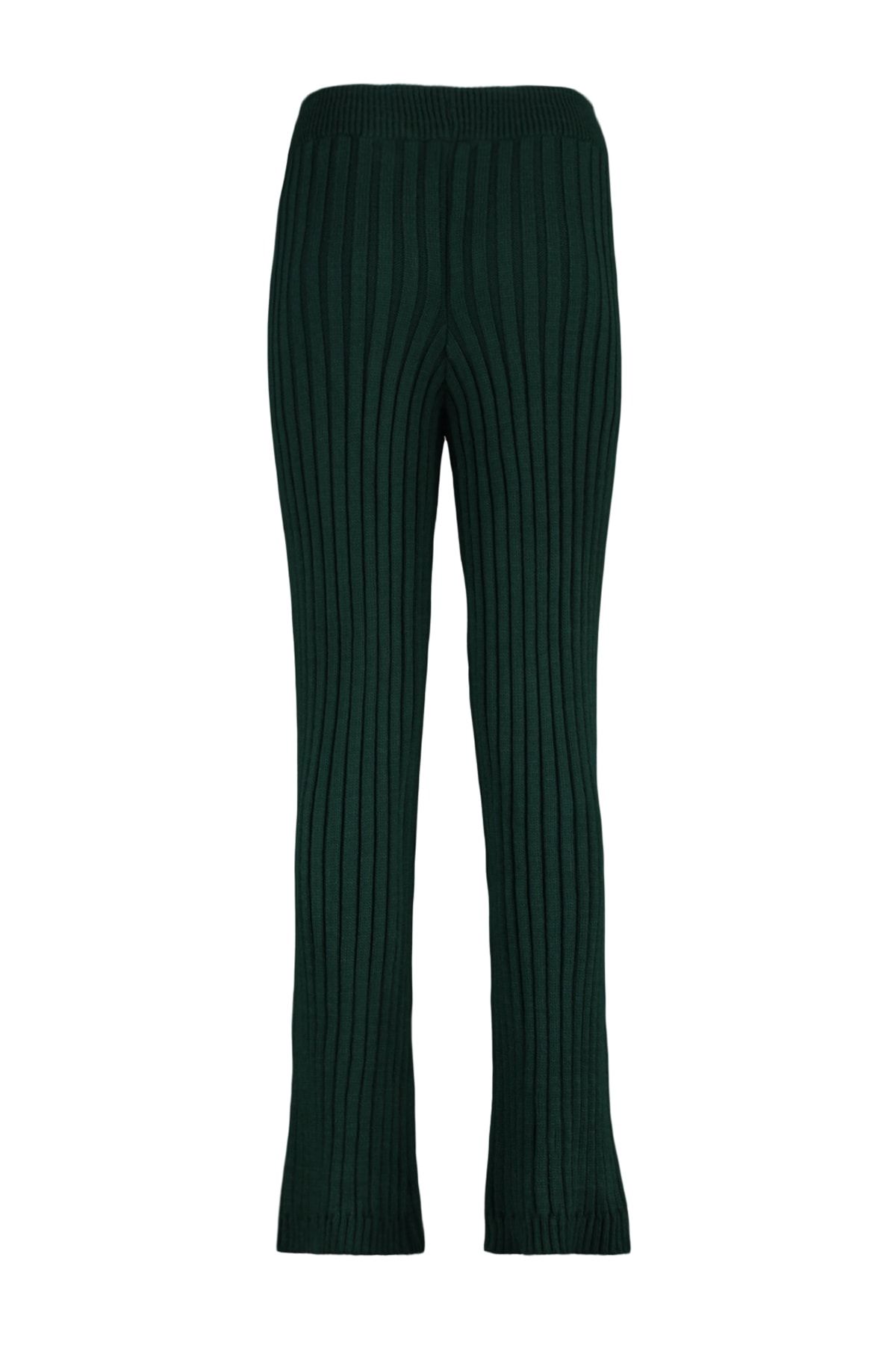 Trendyol Collection-Dunkelgrüne Hose aus geripptem Strick THMAW23PL00010 8