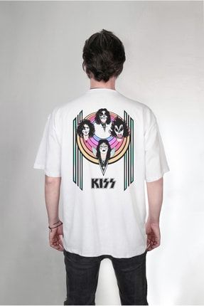 Kiss Müzik Grubu Çift Taraf Tasarım Baskılı Oversize Unisex Tişört 44455g95ja417436