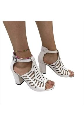 Byk Can Pabuç Kafes Detay Topuklu Şık Rahat Kadın Sandalet cn02