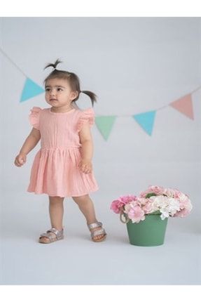 Organik Muslin Kız Bebek Elbise MSGE9001GSMM