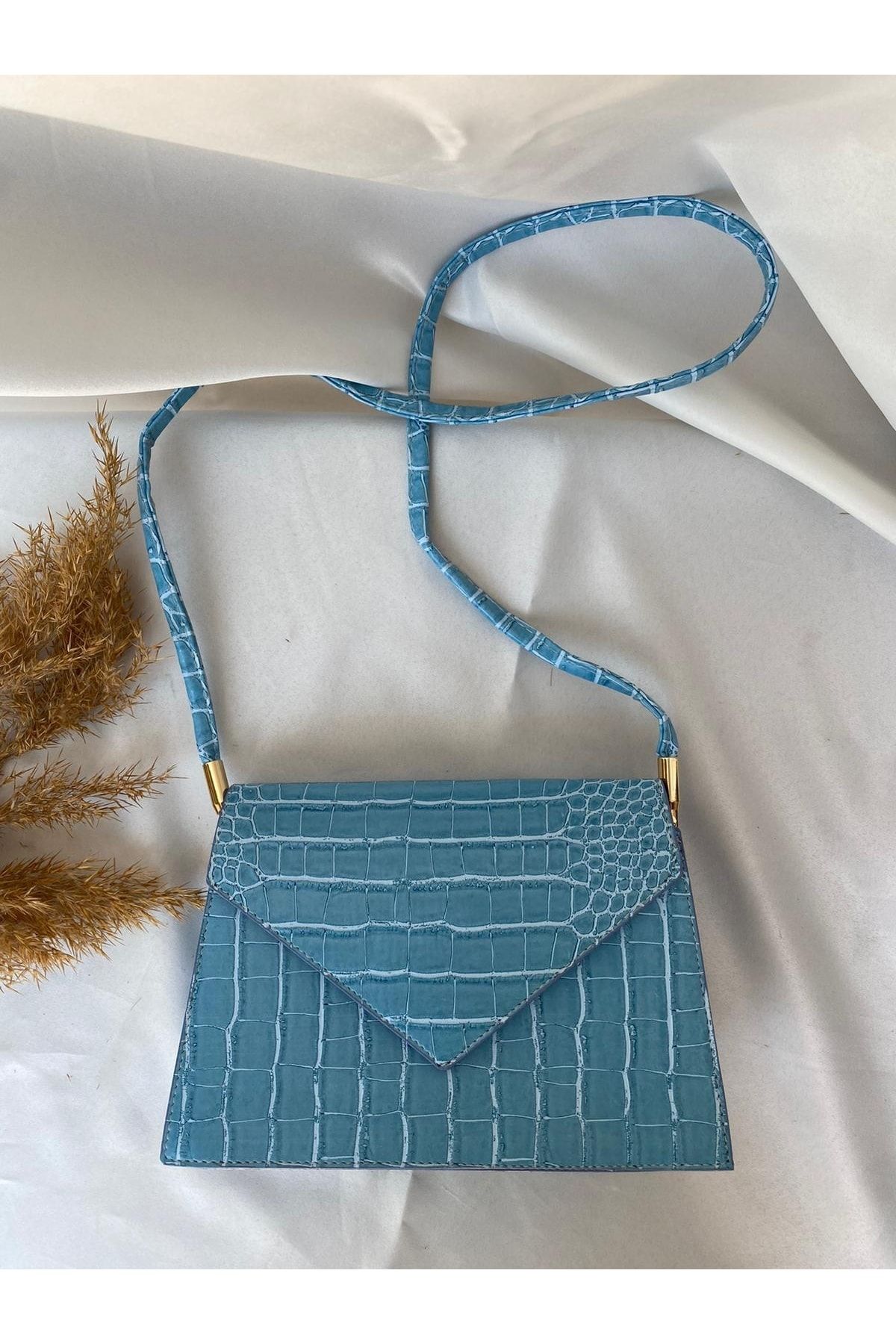 melecco Aqua Light Blue Women s Crossbody Bag with Envelope