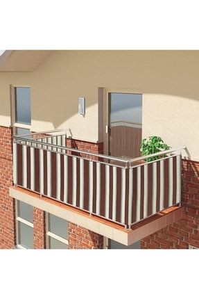 Balkon Demiri Perdesi Korkuluk Perdesi Kahve Beyaz Her Ölçüde Boy X En Metal Halkalı- 10550116