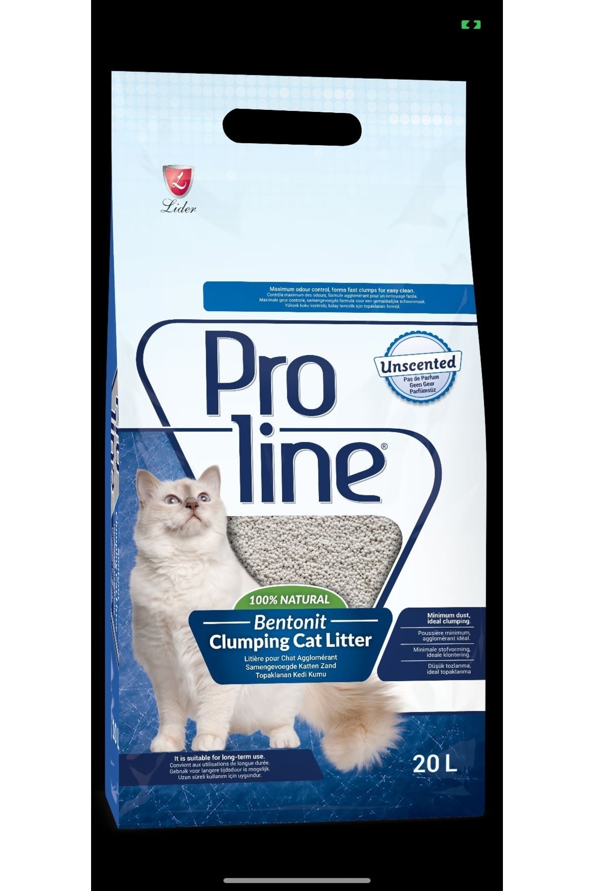 Pro Line Proline Ekonomik Boy Naturel-parfümsüz Hassas Kediler Için Ince Tane Topaklanan Kedi Kumu 20 Lt