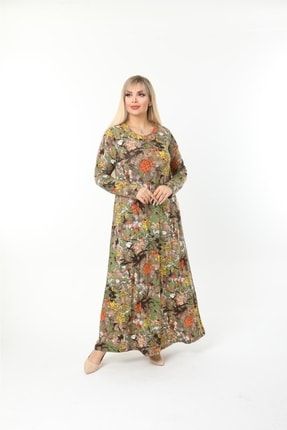 Büyük Beden Çiçek Desenli Elbise Pe618 PE618