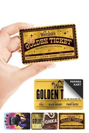Charlie'nin Çikolata Fabrikası Altın Bilet Papara Kart Kaplama Sticker 4 Adet CH02