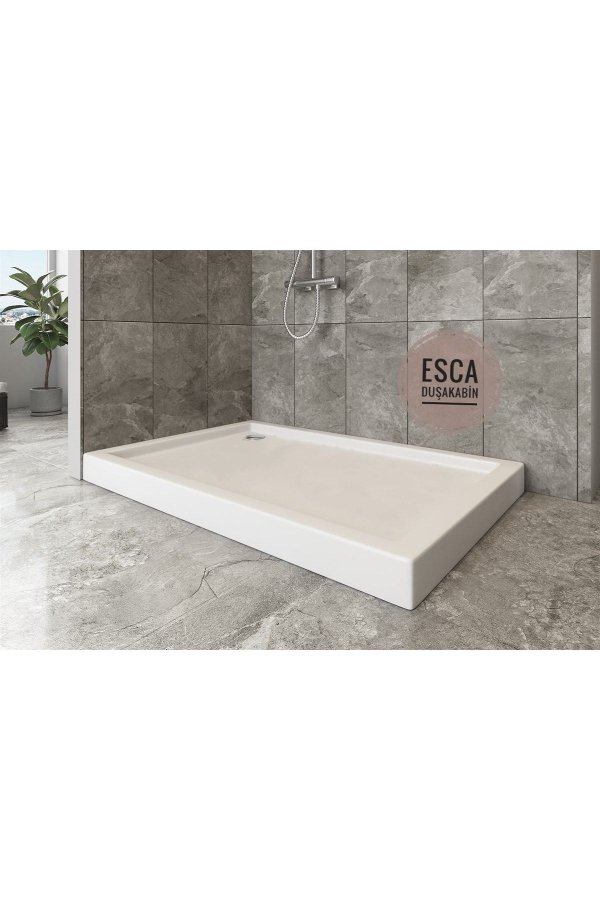 Esca 80x130 Dikdörtgen Monoblok Duş Teknesi H-12 Cm Yükseklik Kaliteli Sert Akrilik - Duşakabin