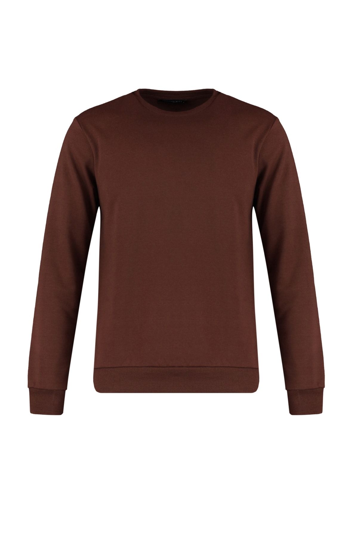 TRENDYOL MAN Kahverengi Erkek Basic Regular Fit Bisiklet Yaka Uzun Kollu Sweatshirt TMNAW20SW0164 EB13486