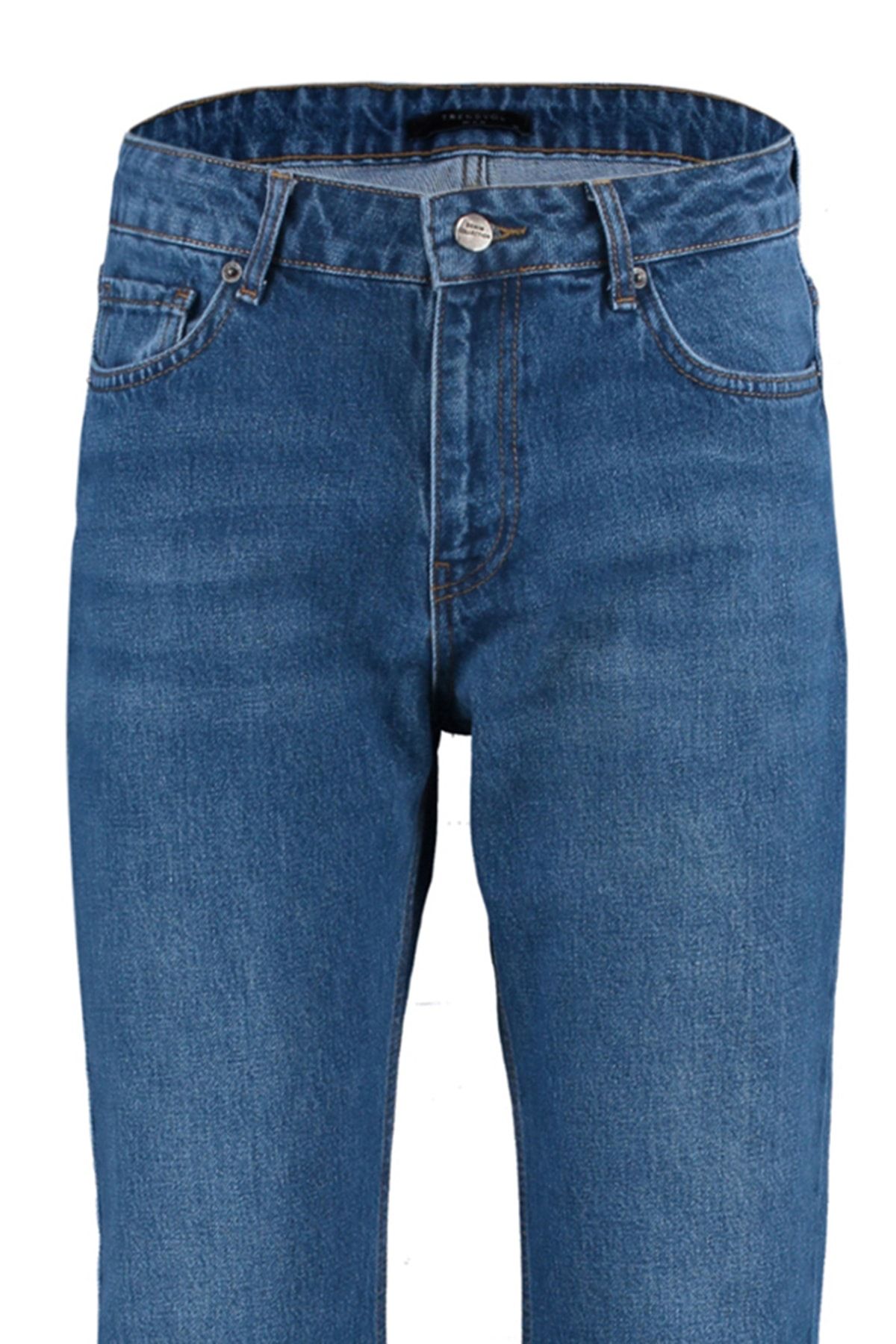 Trendyol Collection-Blugi din blugi, 100% bumbac, albastru bleumarin TMNAW23JE00023 7