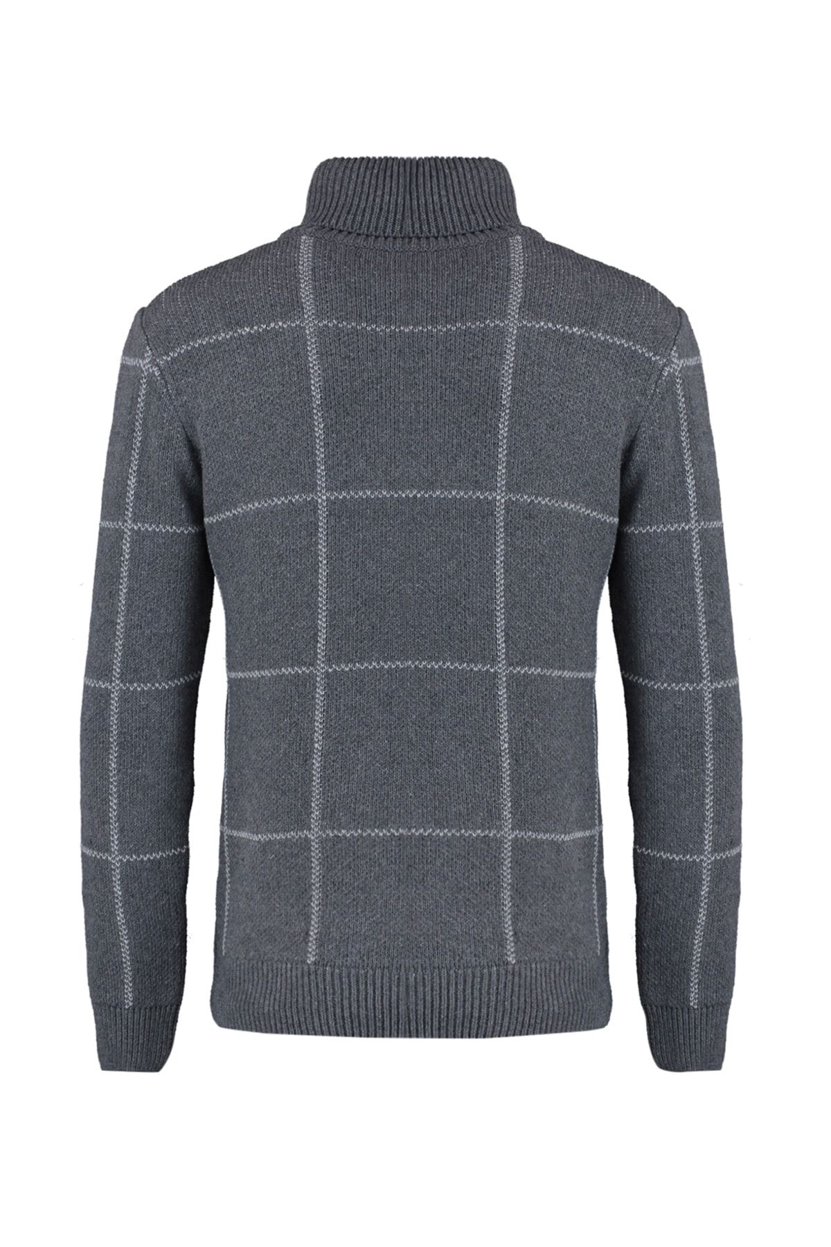 Trendyol Collection-Slim-Fit-Strickpullover mit Rollkragen und Karomuster – Anthrazit TMNAW21KZ0398 8