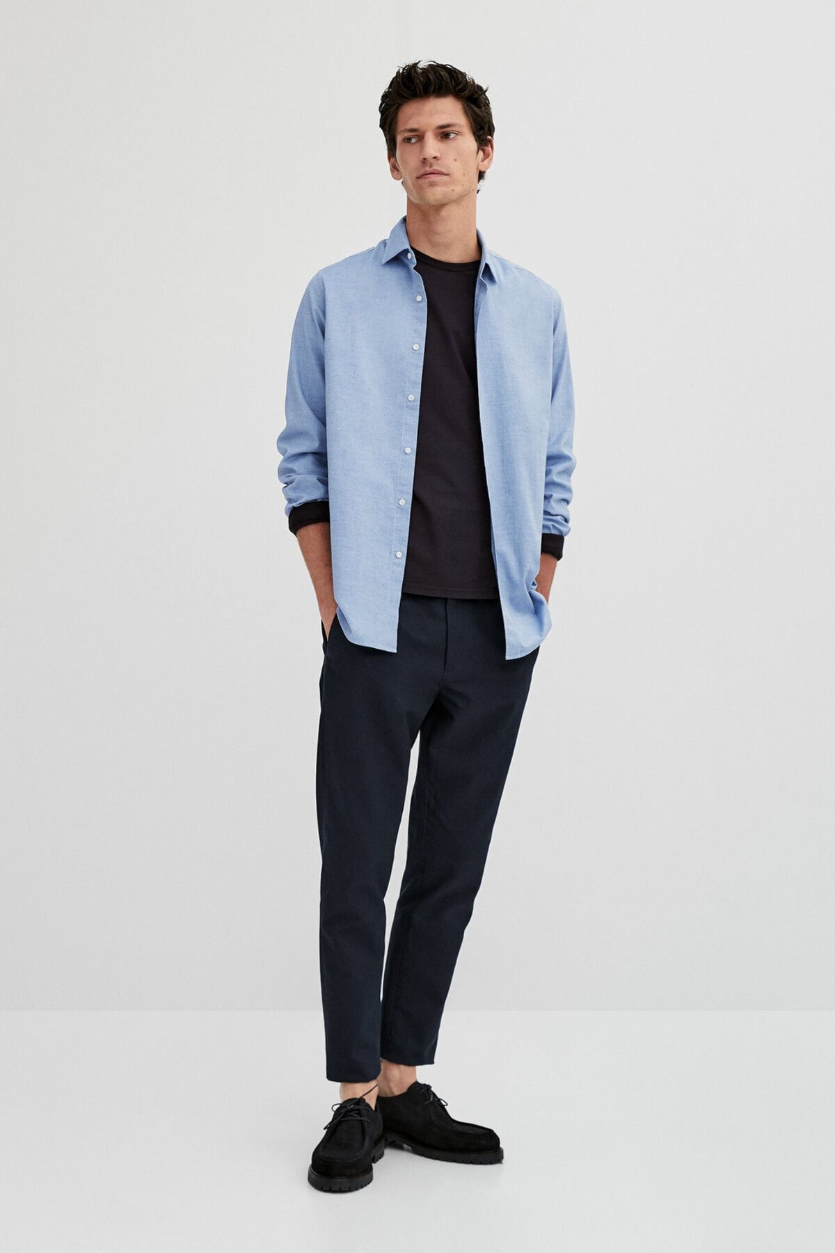 Slim Fit Dokulu Pamuklu Gömlek
