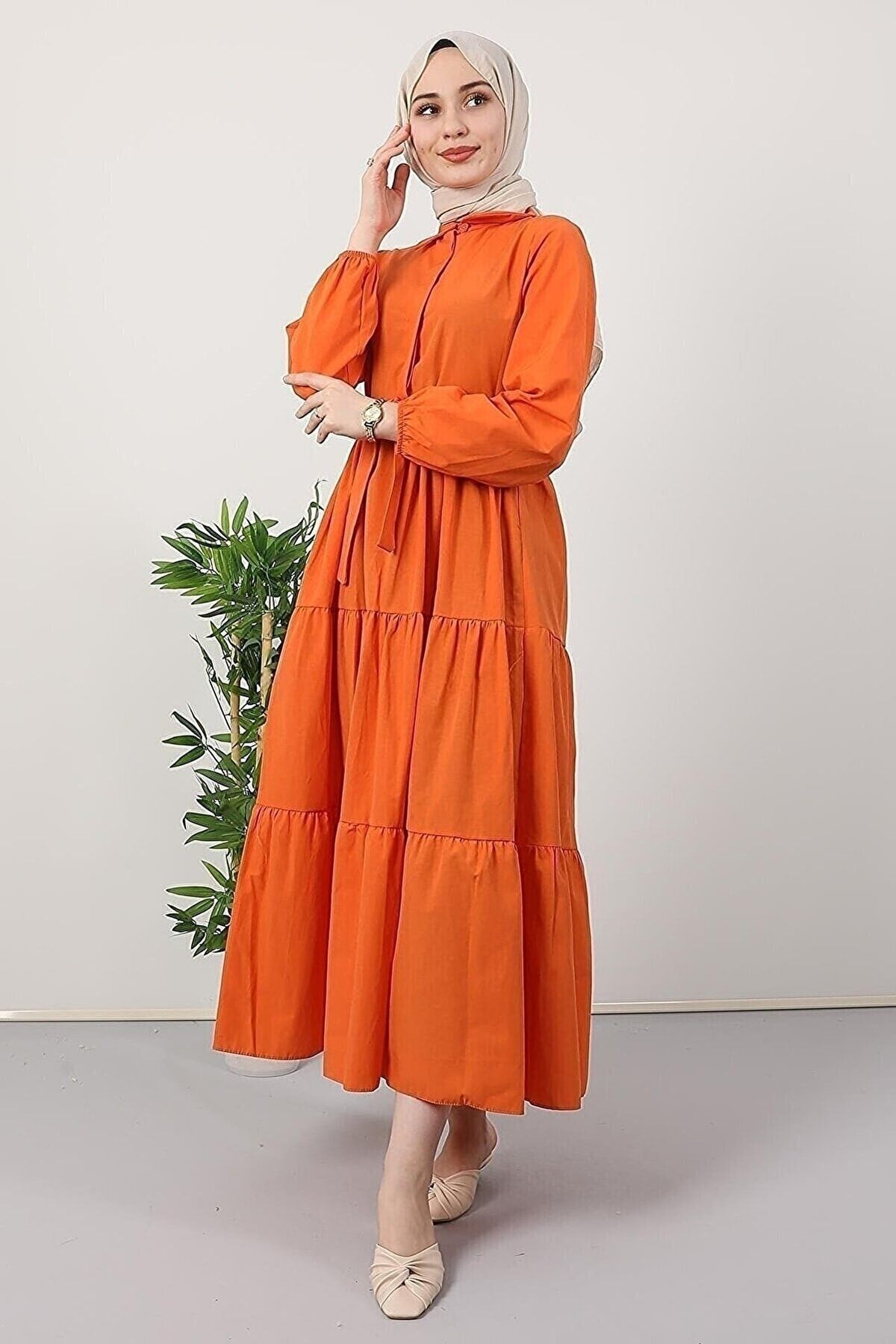 VOLT CLOTHİNG-Kleid mit Hemdkragen und Knöpfen 3
