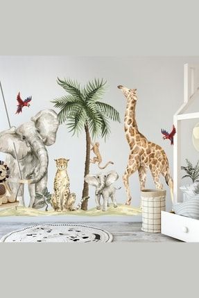 Safari Hayvanları Büyük Boy Çocuk Odası Dekorasyon Sticker Seti k626-2