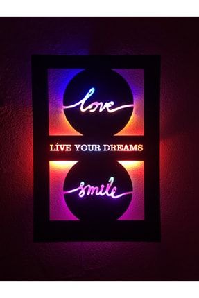 Love &smile Led Işıklı Tablo Ahşap 50x35cm AHSPTBL013