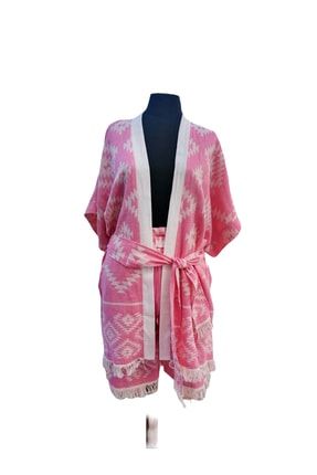%100 Pamuk Dokuma Kumaş Kimono Şort Takım TYC00511888899