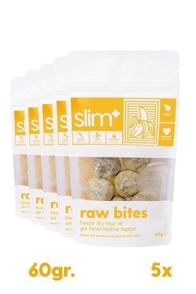 5'li Paket Freeze Dry Muz Kaplı Glutensiz Yerfıstıklı Hurma Topları Raw Bites 60gr RWBT-002-5X