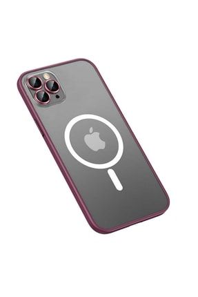 Iphone 13 Pro Max Uyumlu Kenarları Renkli Mokka Magsafe Wirelles Silikon Kapak Koyu Mor SKSA300036