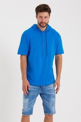 Mavi Erkek Kapüşonlu Kısa Kollu T-shirt-kllkpsn01r06s KKLLKPSN01