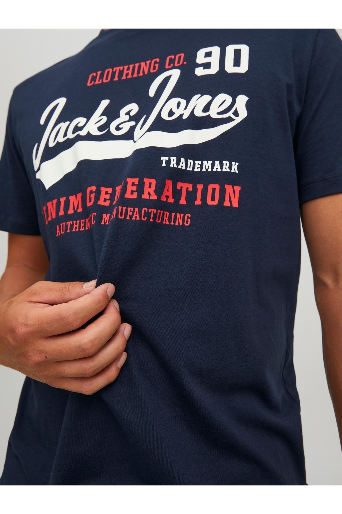 تیشرت مردانه آبی سرمه ای جک اند جونز | 12210819 اورجینال - تصویر 6