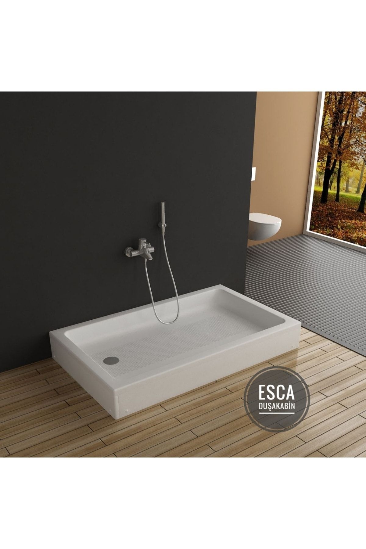 Esca 70x100 Dikdörtgen Panelli Duş Teknesi H-15 Cm Yükseklik Kaliteli Sert Akrilik - Duşakabin