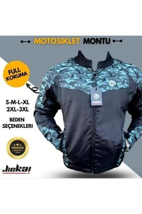 Full Korumalı 4 Mevsim Özel Kumaş Kamuflajlı- Reflektörlü Motosiklet Montu jiekaiit25