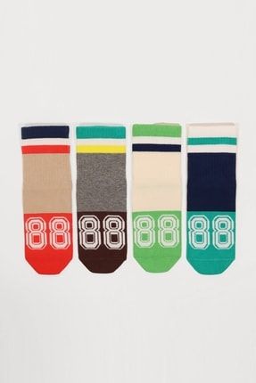 4'lü Paket Numbers Çocuk Soket Çorap Desenli 22201K2006