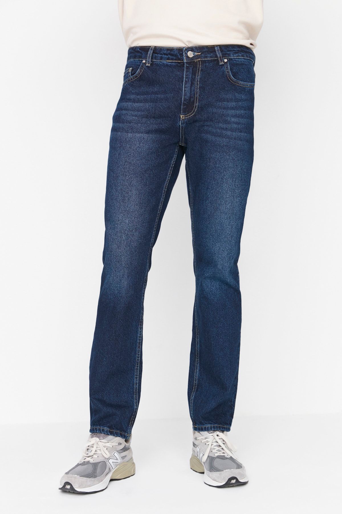 TRENDYOL MAN Erkek Lacivert Regular Fit Jeans Kot Pantolon TMNAW23JE00014