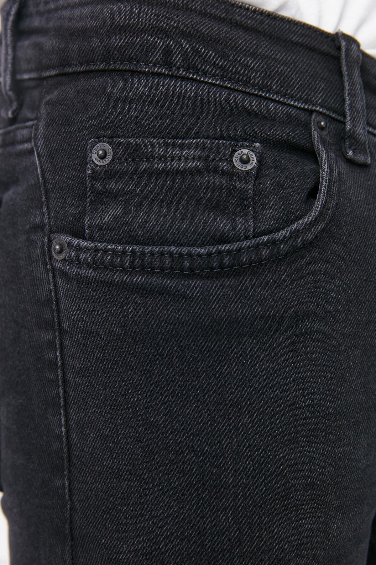 Trendyol Collection-Blugi negri, skinny fit, din țesătură elastică, blugi, pantaloni TMNAW23JE00047 4