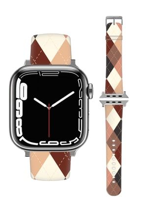 Apple Watch 1 2 3 4 5 6 7 Se 42 44 45 49 Mm Desenli Silikon Kordon Kayış Kareli Kazak uvband44kordon17