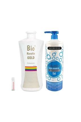 Gold Brezilya Fönü Kalıcı Saç Düzleştirici Keratin + Morfose Biotin Şampuan 1000ml TYC00511058296