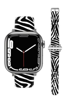 Apple Watch 1 2 3 4 5 6 7 Se 42 44 45 49 Mm Desenli Silikon Kordon Kayış Zebra Mode uvband44kordon39