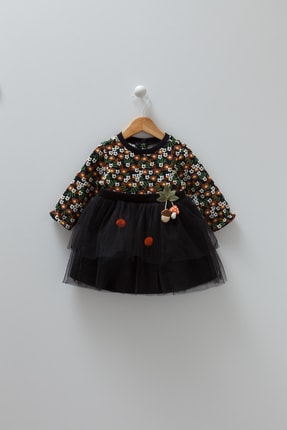 تصویر از %100 Pamuklu Kız Bebek Polarlı Çiçekli Tütü Etekli Elbise (dresses)