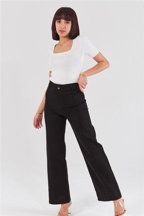 Kadın Nervür Detaylı Pantolon Siyah Pd22-1001 PD22-1001
