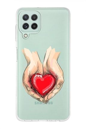 Samsung Galaxy M22 Uyumlu Kapak Kalp Tasarımlı Şeffaf Silikon Kılıf prt1mmsmM2205