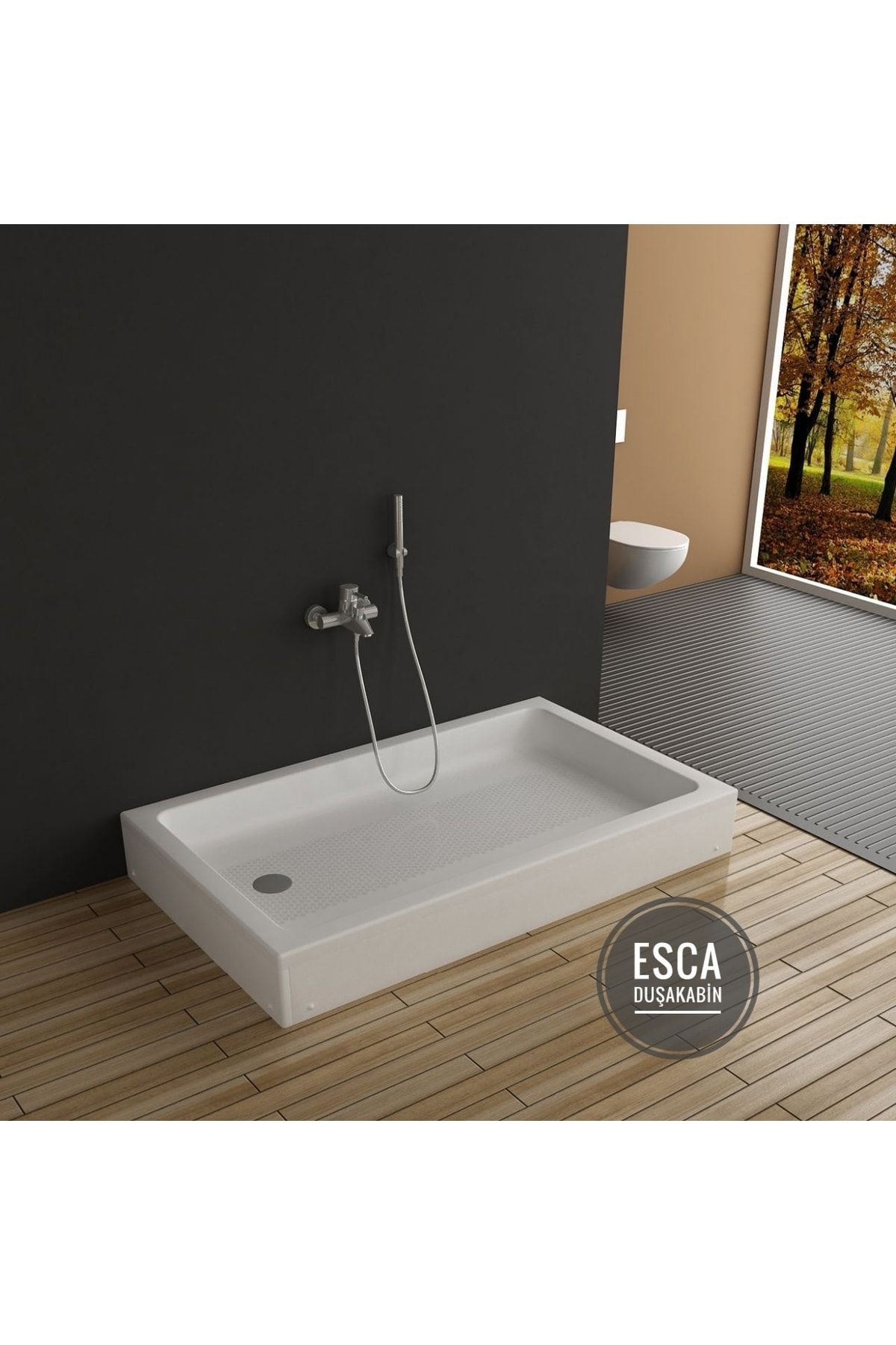 Esca 90x110 Dikdörtgen Panelli Duş Teknesi H-15 cm Yükseklik Kaliteli Sert Akrilik - Duşakabin