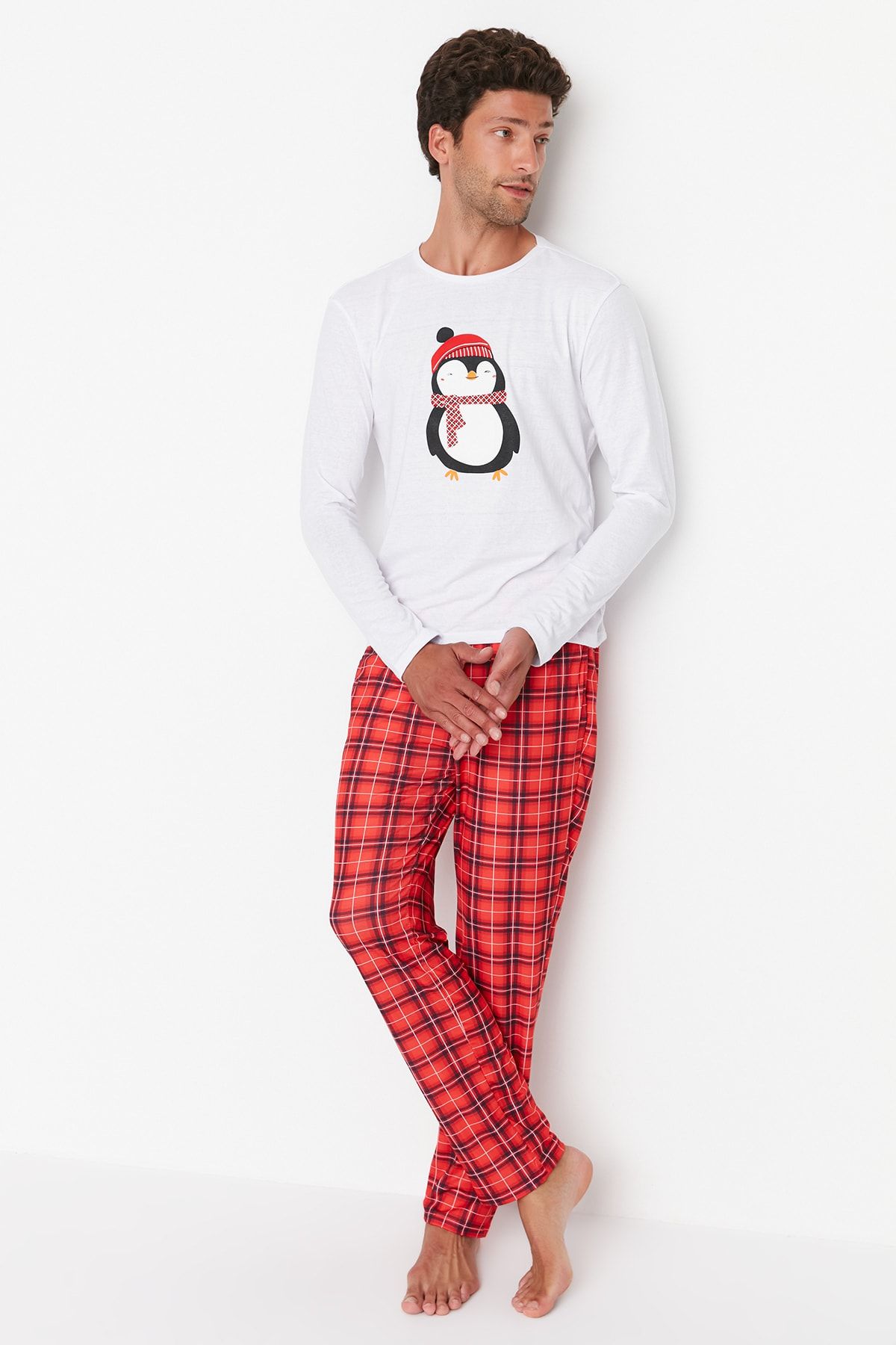 Trendyol Collection-Πολύχρωμες κανονικές πλεκτές πιτζάμες Οικογενειακός συνδυασμός TMNAW23PT00051 2