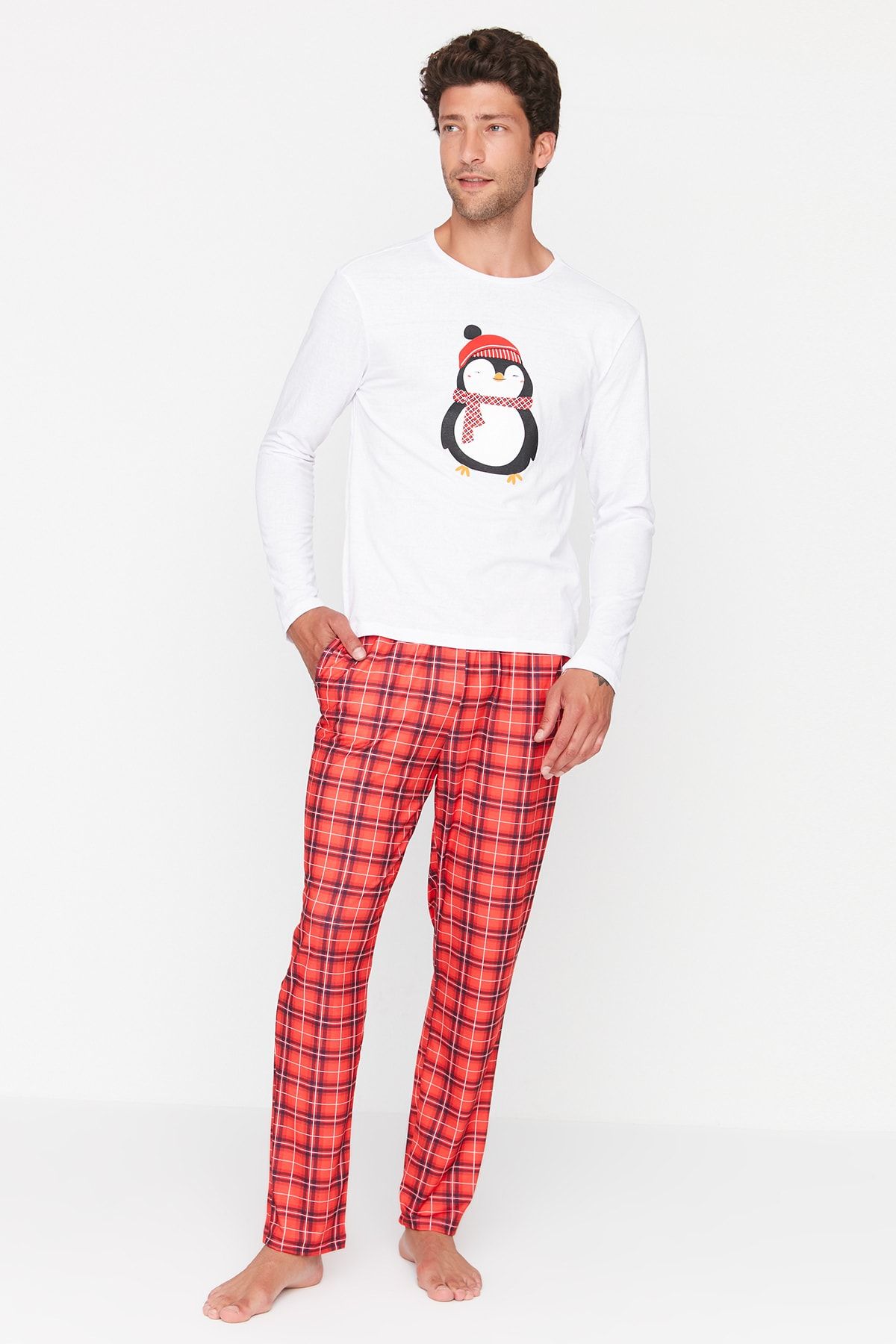 Trendyol Collection-Πολύχρωμες κανονικές πλεκτές πιτζάμες Οικογενειακός συνδυασμός TMNAW23PT00051 3