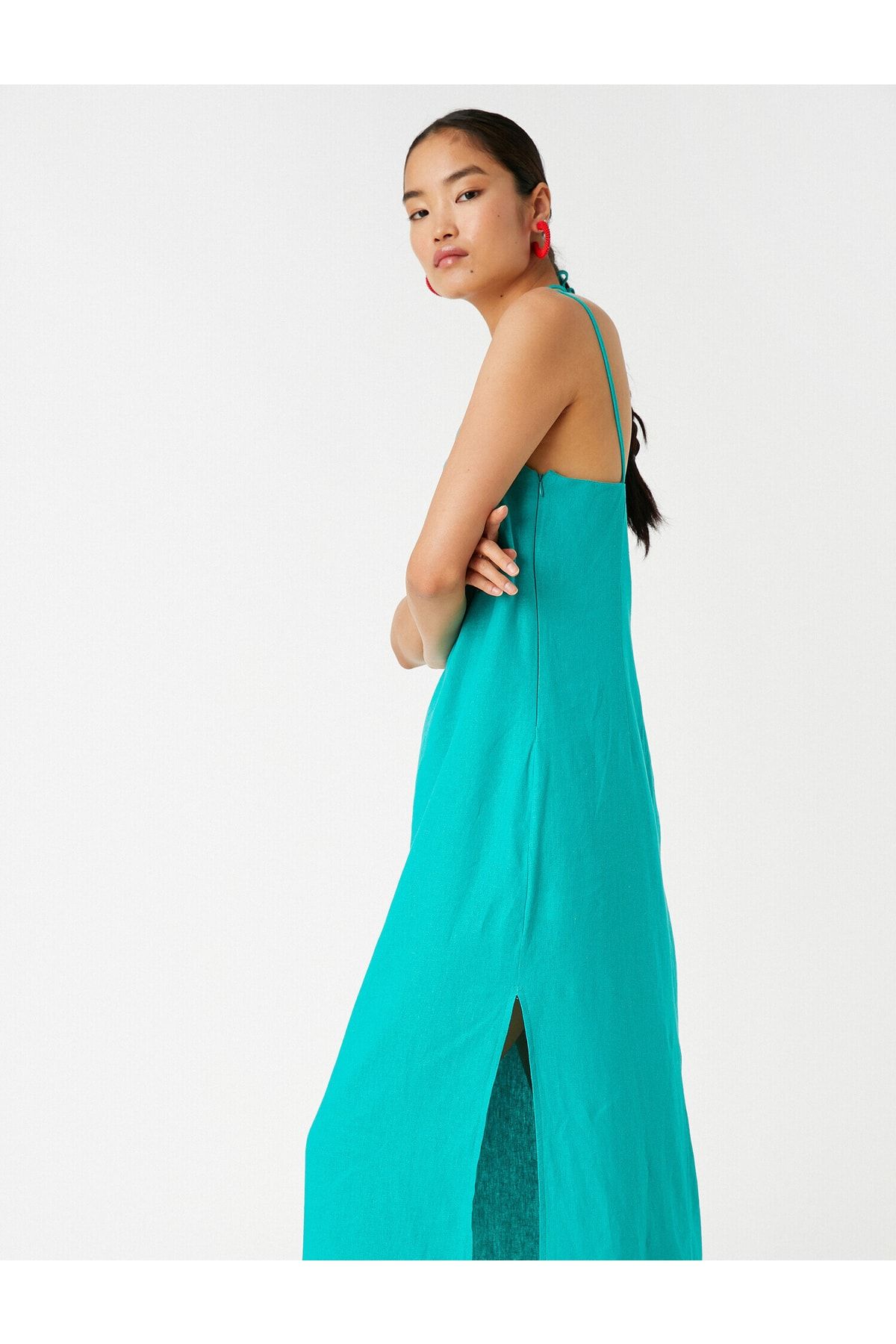 Koton Kleid Grün Basic Fast ausverkauft