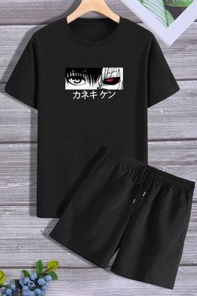 Anime Şort T-shirt Eşofman Takımı TSH-KIRMIZIGÖZ-SHRT-DUZ