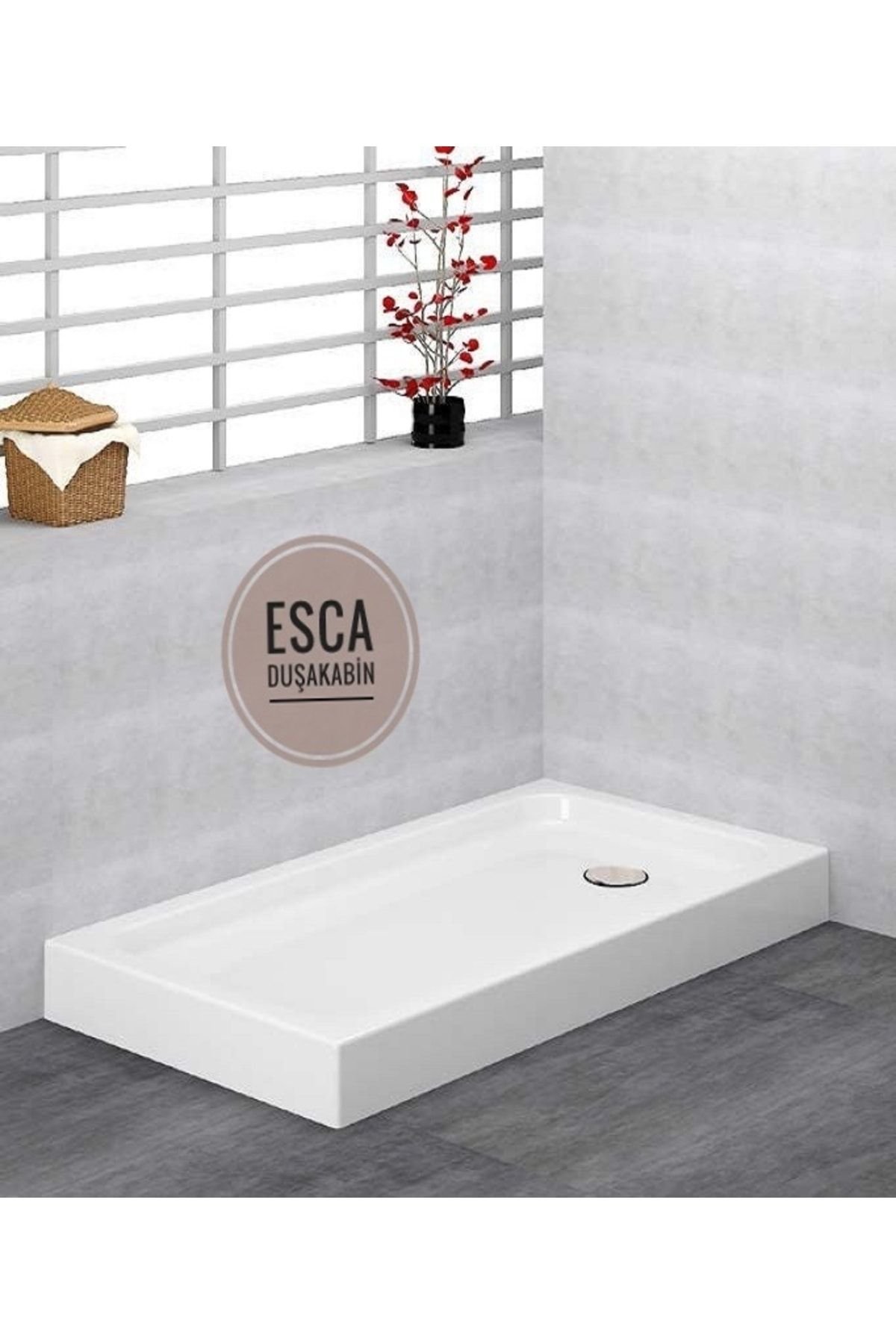 Esca 70x140 Dikdörtgen Monoblok Duş Teknesi H-12 Cm Yükseklik Kaliteli Sert Akrilik - Duşakabin